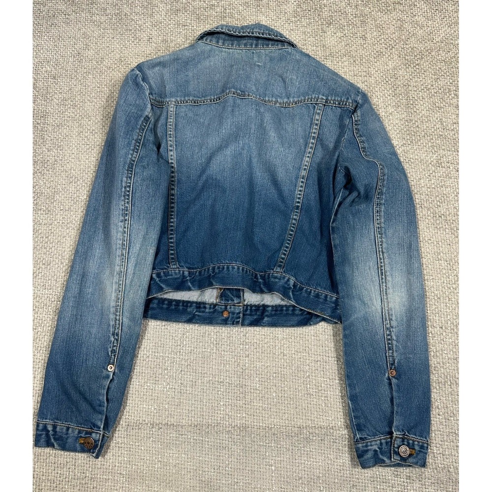 J Crew Denim Jacket Womens 4 Blue Bowery Distressed Jean Cropped Faded Preppy - Picture 5 of 13